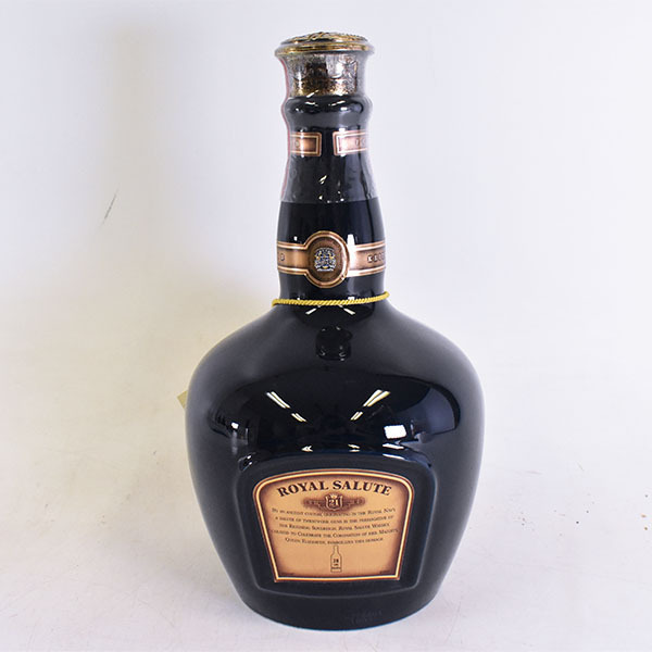 1円～☆古酒☆ロイヤル サルート 21年 青 陶器ボトル ＊巾着袋