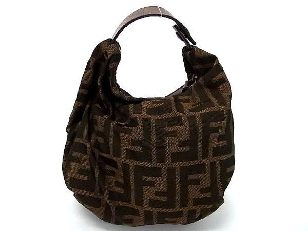 1円 FENDI フェンディ ズッカ柄 キャンバス ワンハンドル ハンドバッグ