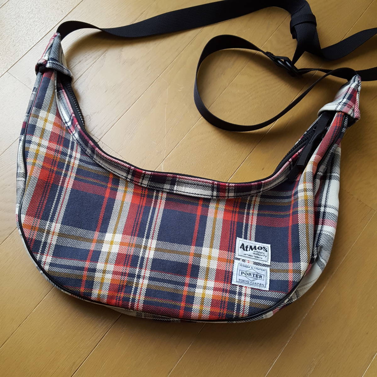 美品 ポーター×アトモス コラボ ショルダーバッグ チェック PORTER 