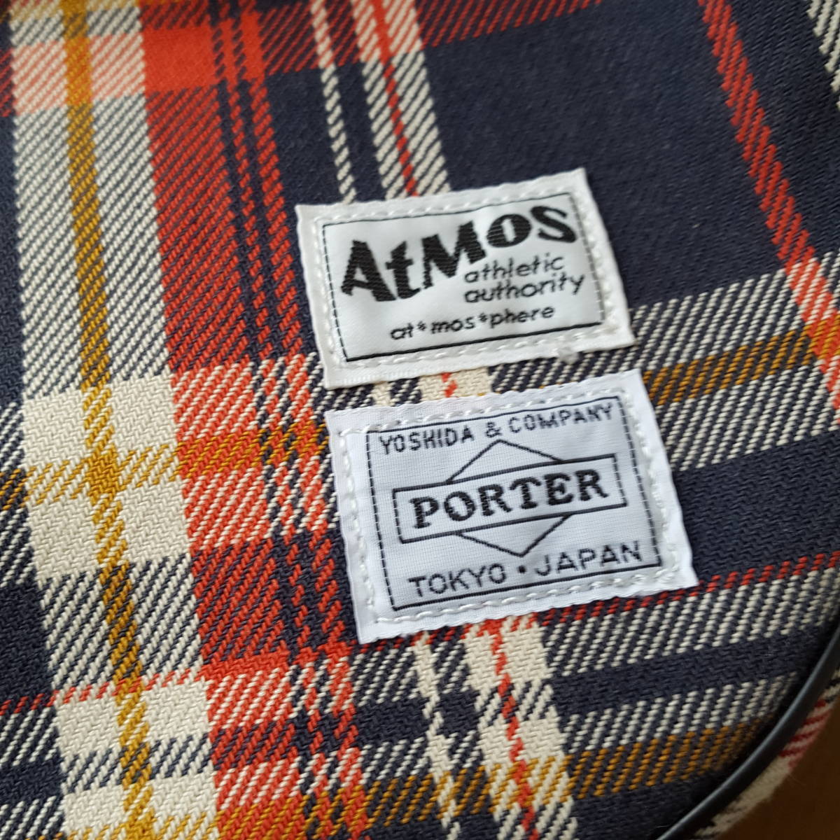 美品 ポーター×アトモス コラボ ショルダーバッグ チェック PORTER 