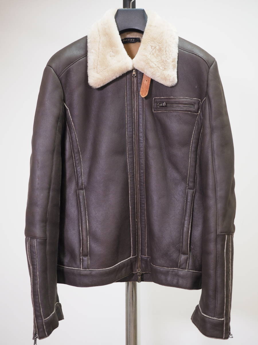 PREVIEW MILANO プレビューミラノ B-3ムートンボンバージャケット46濃茶 Italy製