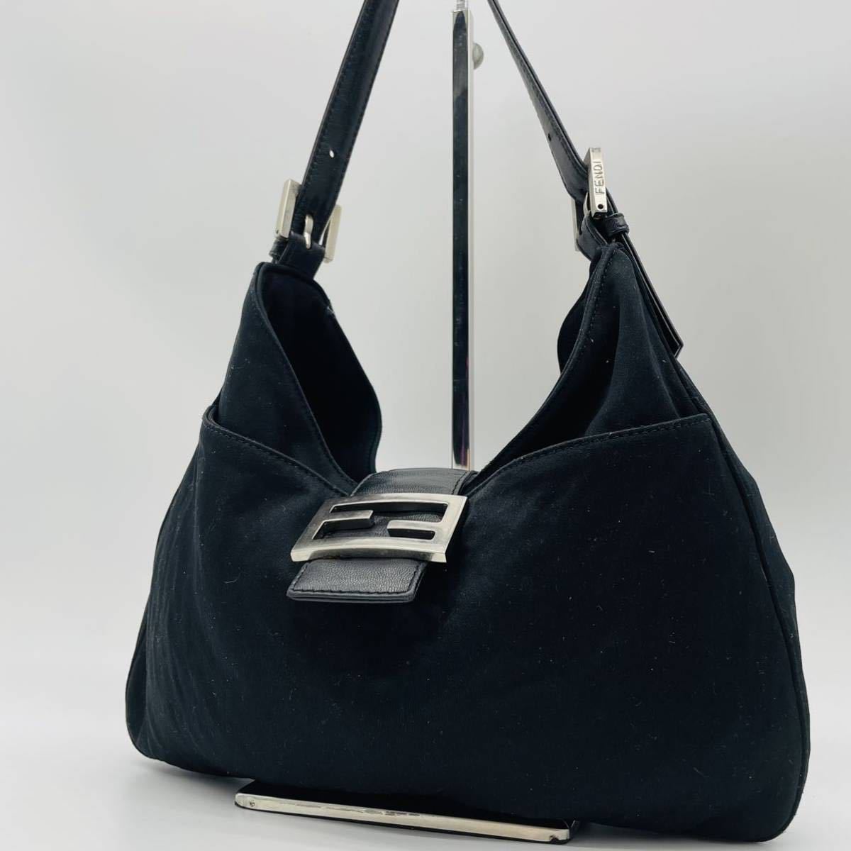 1円 FENDI フェンディ マンマバケット コットンジャージー ×レザー 