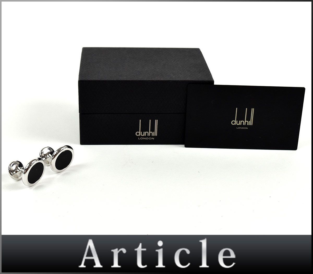 130692☆美品 dunhill ダンヒル カフス JDV8217H Sv925 ブラック  