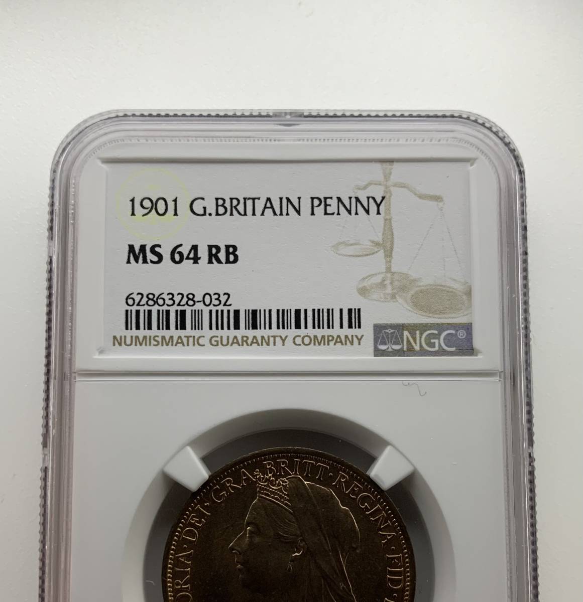 1901年 イギリス 1ペニー 銅貨 ビクトリアオールド PCGS MS64RB