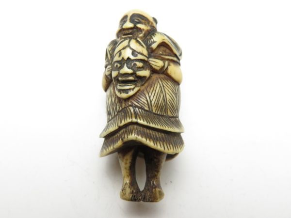 3652】コレクション／鹿角 面 人物 根付／検＝印籠／お締め15g（初品