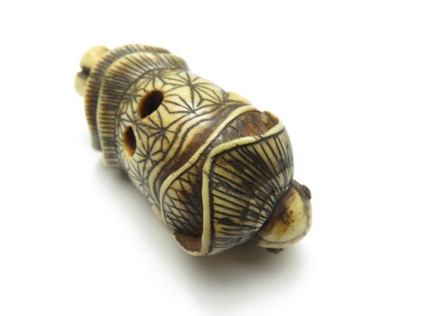 3652】コレクション／鹿角 面 人物 根付／検＝印籠／お締め15g（初品