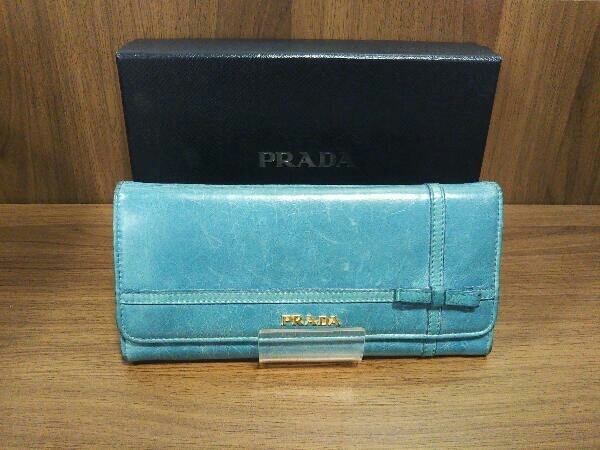 PRADA プラダ 1M1132 長財布 リボン ブルー 二つ折り財布