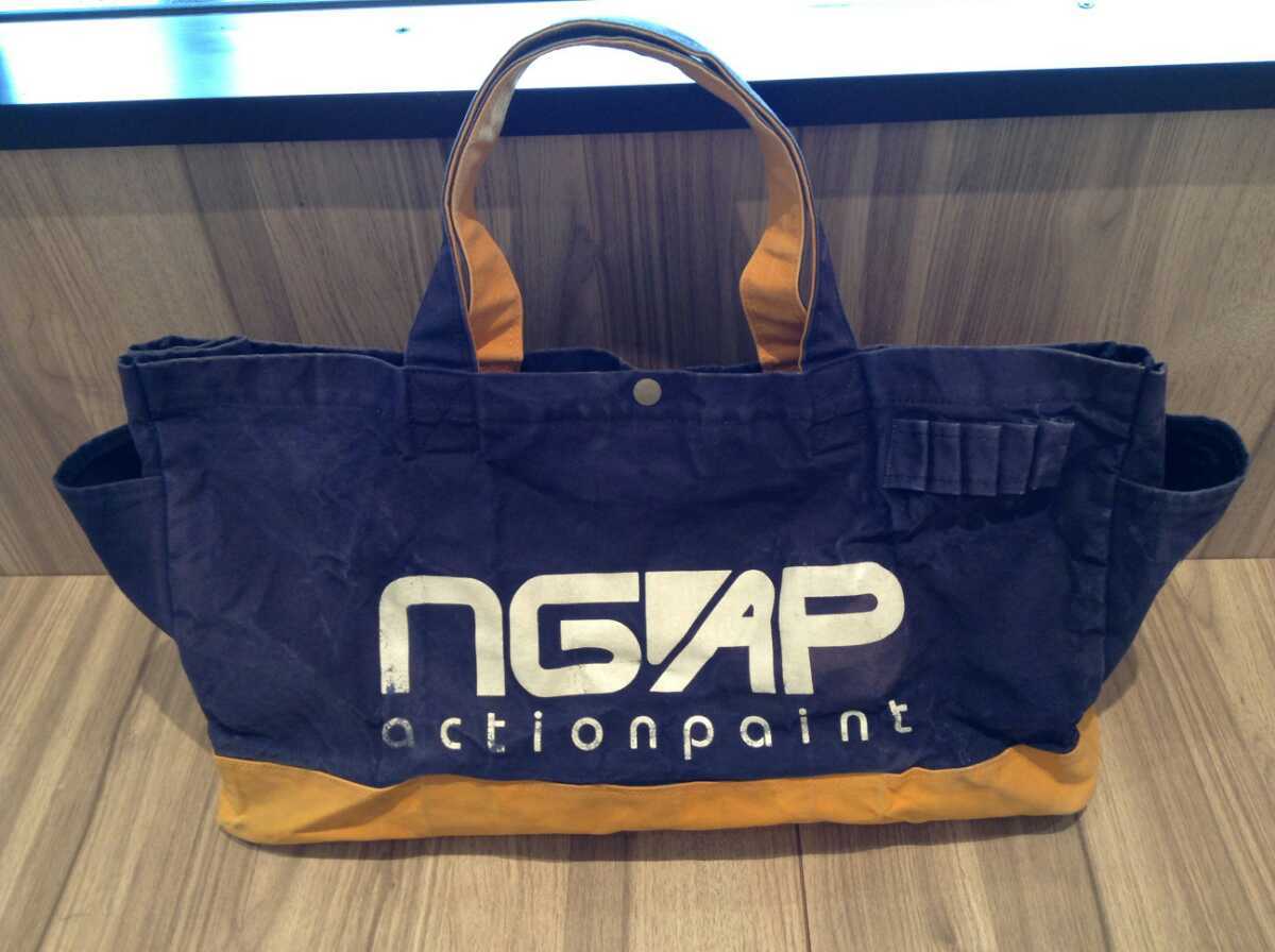 NGAP × APE 大容量トートバッグ ネイビー×オレンジ