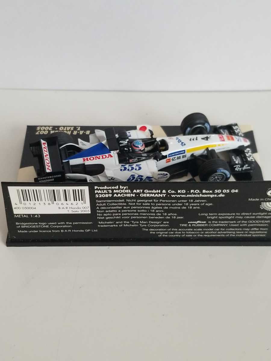 1⁄43 007 佐藤琢磨 ホンダ B.A.R BAR 0 F1 HONDA PMA P.M.A