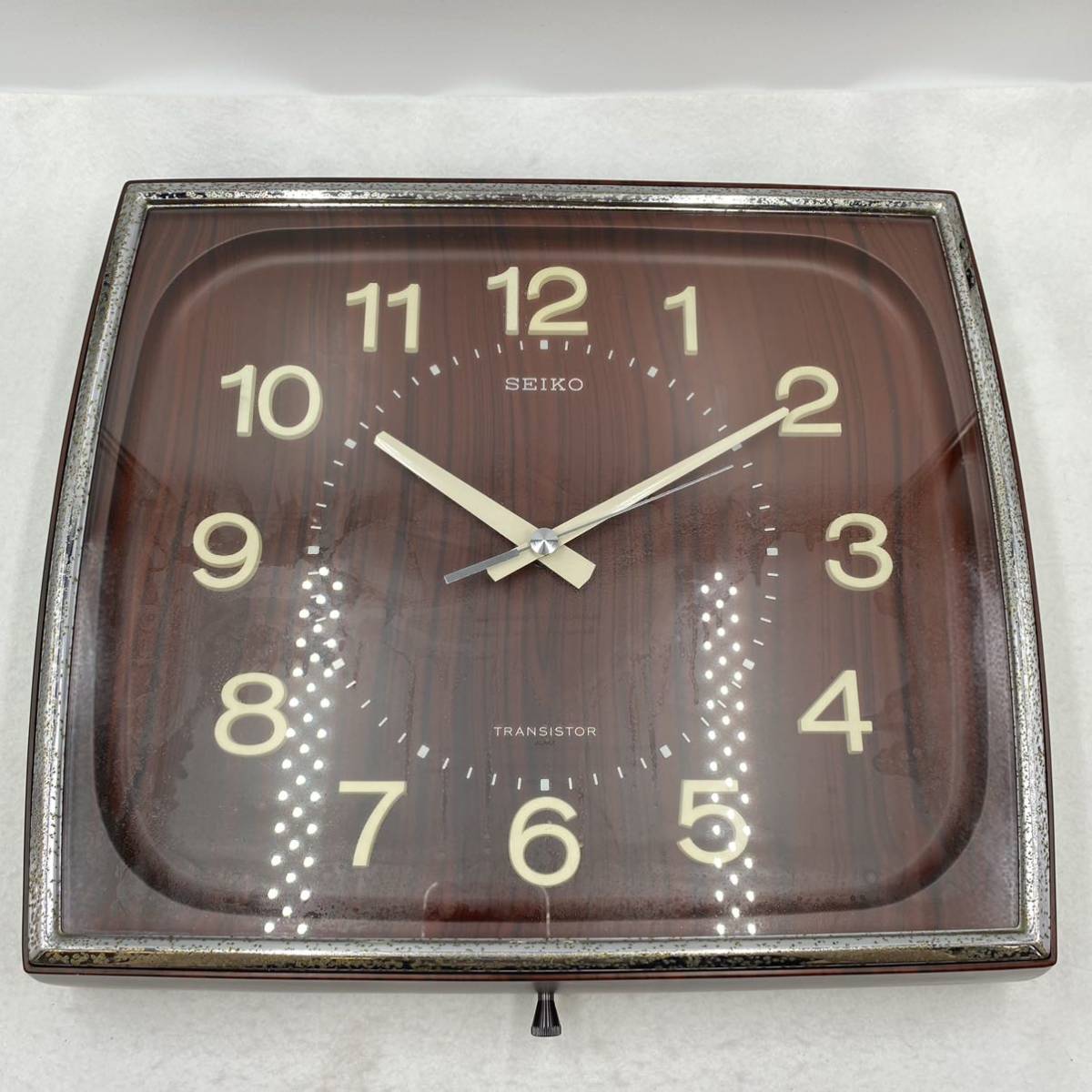 四角 壁掛け時計 木製 希少 動作品 SEIKO セイコー 掛け時計 QA402B