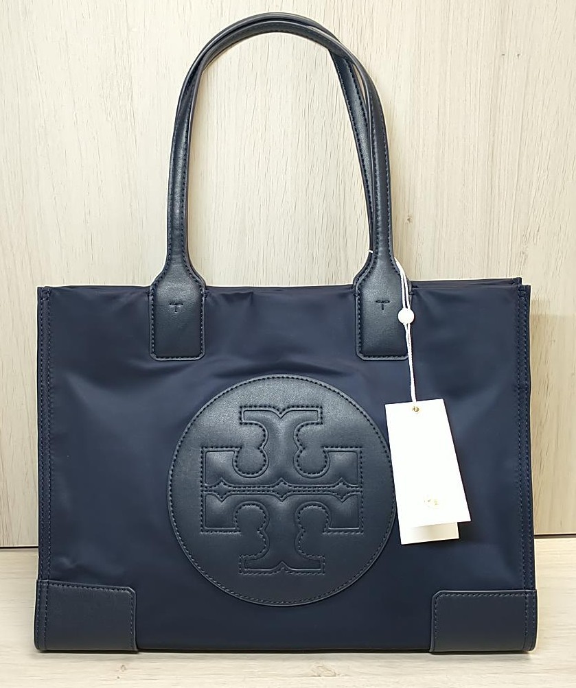 【即決・美品】TORY BURCH トリーバーチ トートバッグ エラミニトート 80477 ネイビー ナイロン レザー ゴールド金具 レディース 鞄