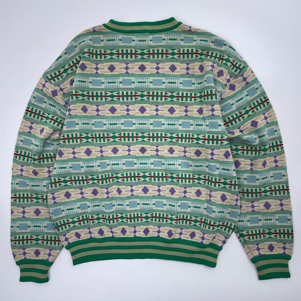 KENZO GOLF ケンゾー ゴルフ 総柄 ボーダー ウール ニット セーター