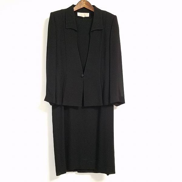 #anc ニナリッチ NINARICCI ワンピーススーツ 17 黒 ブラックフォーマル ツーピース 美品 大きいサイズ レディース [764248]