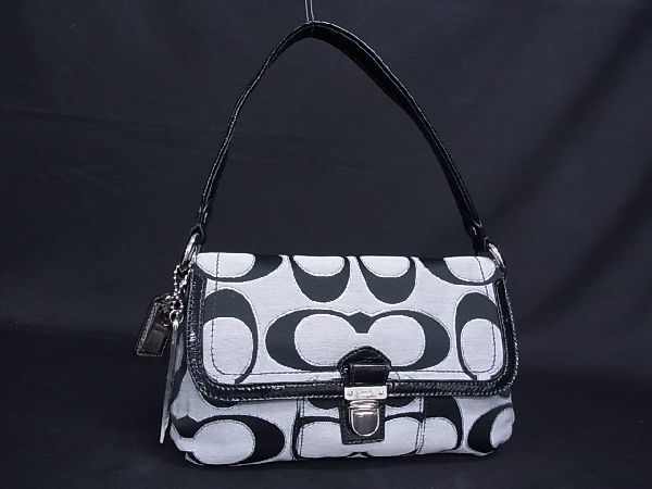 1円 □美品□ COACH コーチ 18136 シグネチャー キャンバス ワン