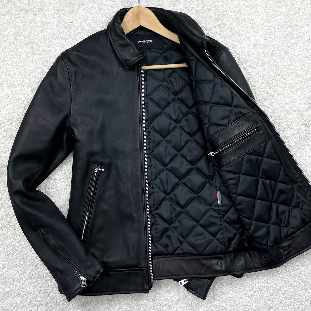 a*↯様 ナノ・ユニバース／シープスキンレザーシングルライダース／L  