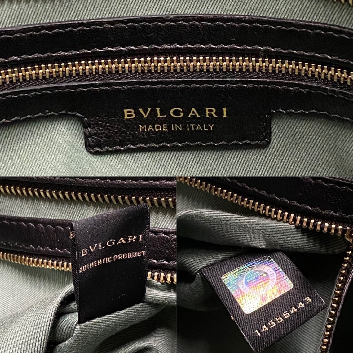1円 ほぼ 未使用 BVLGARI ブルガリ ナッパプリセ モネーテ ロゴ レザー 