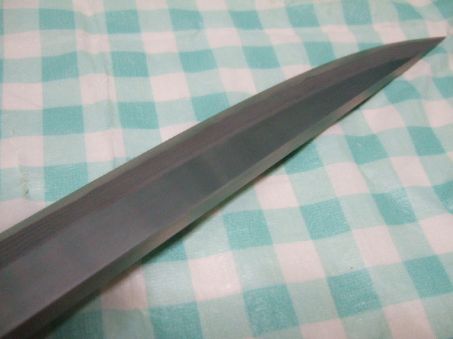 美品『佐治武士』出鮫大切先墨流双神刀 一式／日立安来鋼 積層ダマスカス／全 49.5㎝ またぎ刀／越前 打刃物 大業物 和 ナイフ