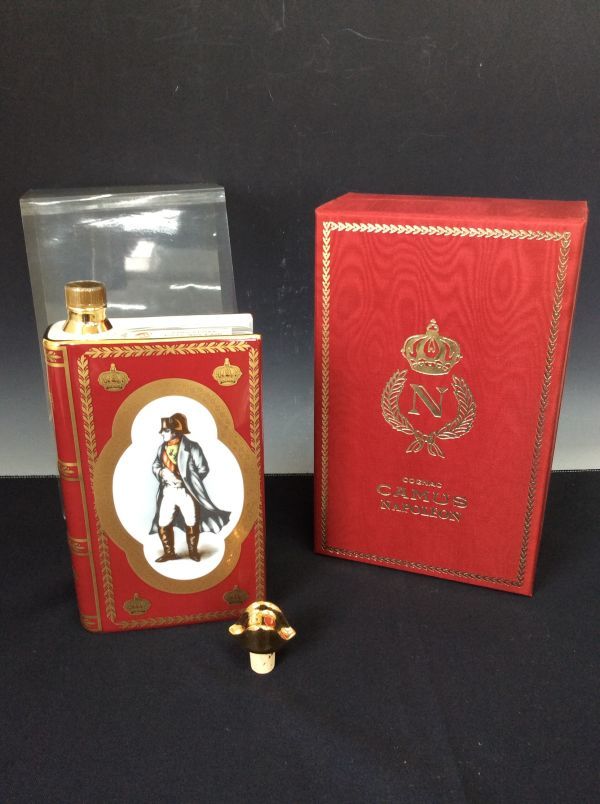 永久定番 未開栓 古酒 CAMUS NAPOLEON 赤陶器 替栓付き 箱縦25cm 横15cm カミュ ナポレオン ブック 赤 アルコール ブランデー コニャック 管41370304