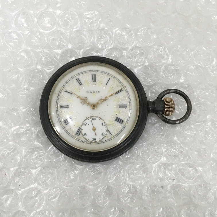 AIAQ6034】ELGIN エルジン 懐中時計 手巻き 15石 STERLING SILVER刻印