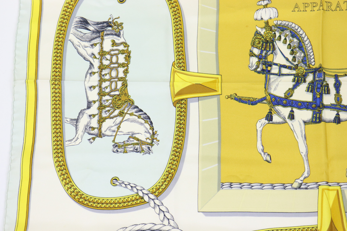 HERMES エルメス カレ90 GRAND APPARAT 盛装の馬 大判 シルク 100