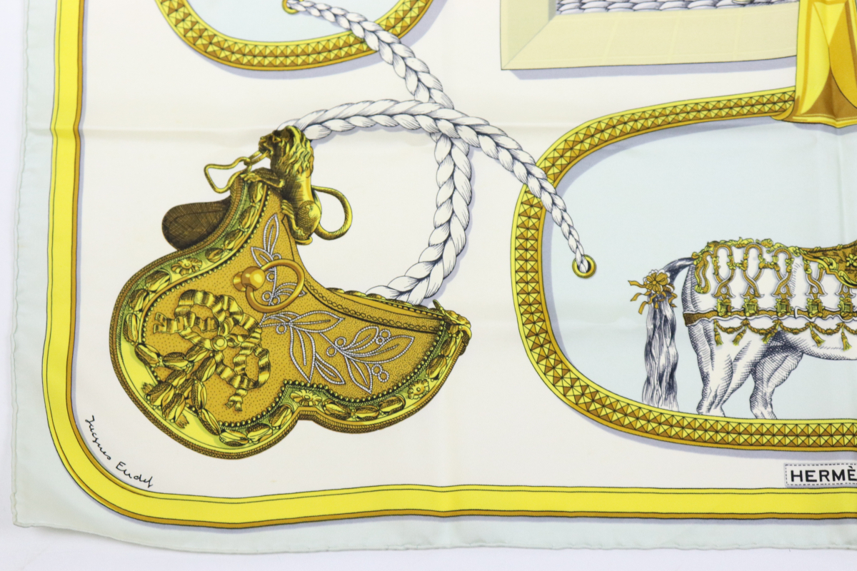 HERMES エルメス カレ90 GRAND APPARAT 盛装の馬 大判 シルク 100