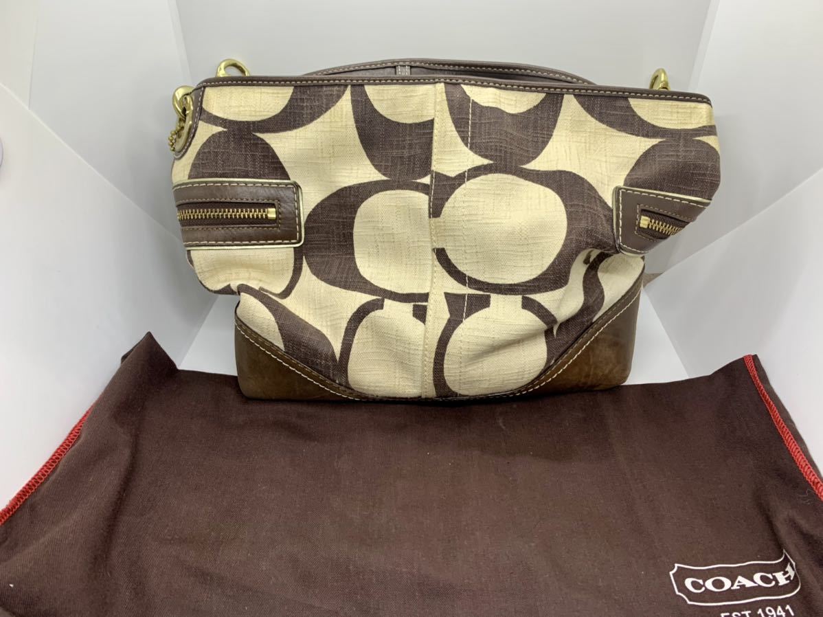 COACH コーチ 7473 シグネチャー キャンバス×レザー トートバッグ 