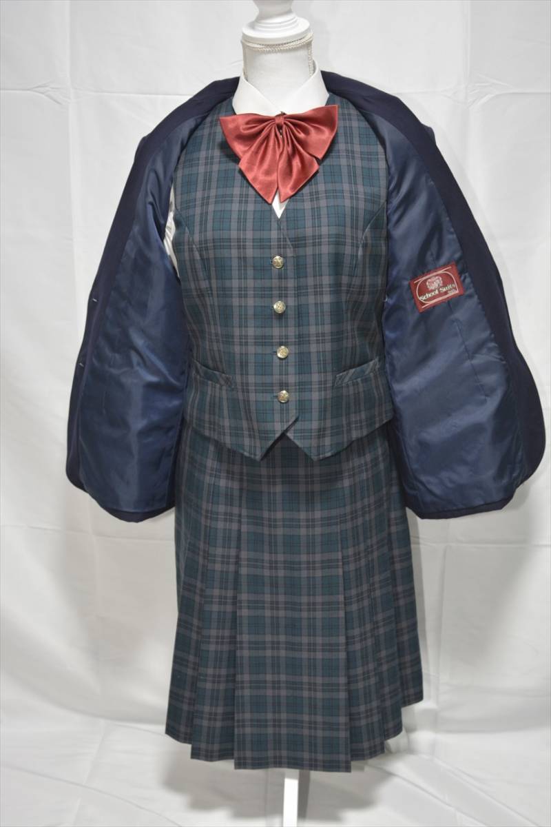 制服 ブレザー カンコー KANKO 上下 コスプレ チェックスカート リボン ベスト 冬服 宮城県 利府しらかし台中学校 女子制服 特大 W75_6
