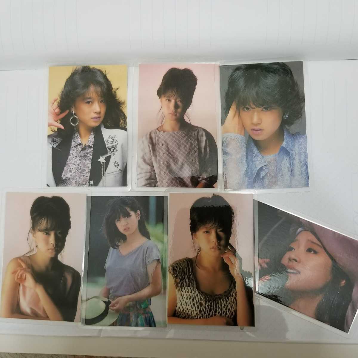 中森明菜□当時物 研音 ラミネートカード写真 アマダ ブロマイド 7点