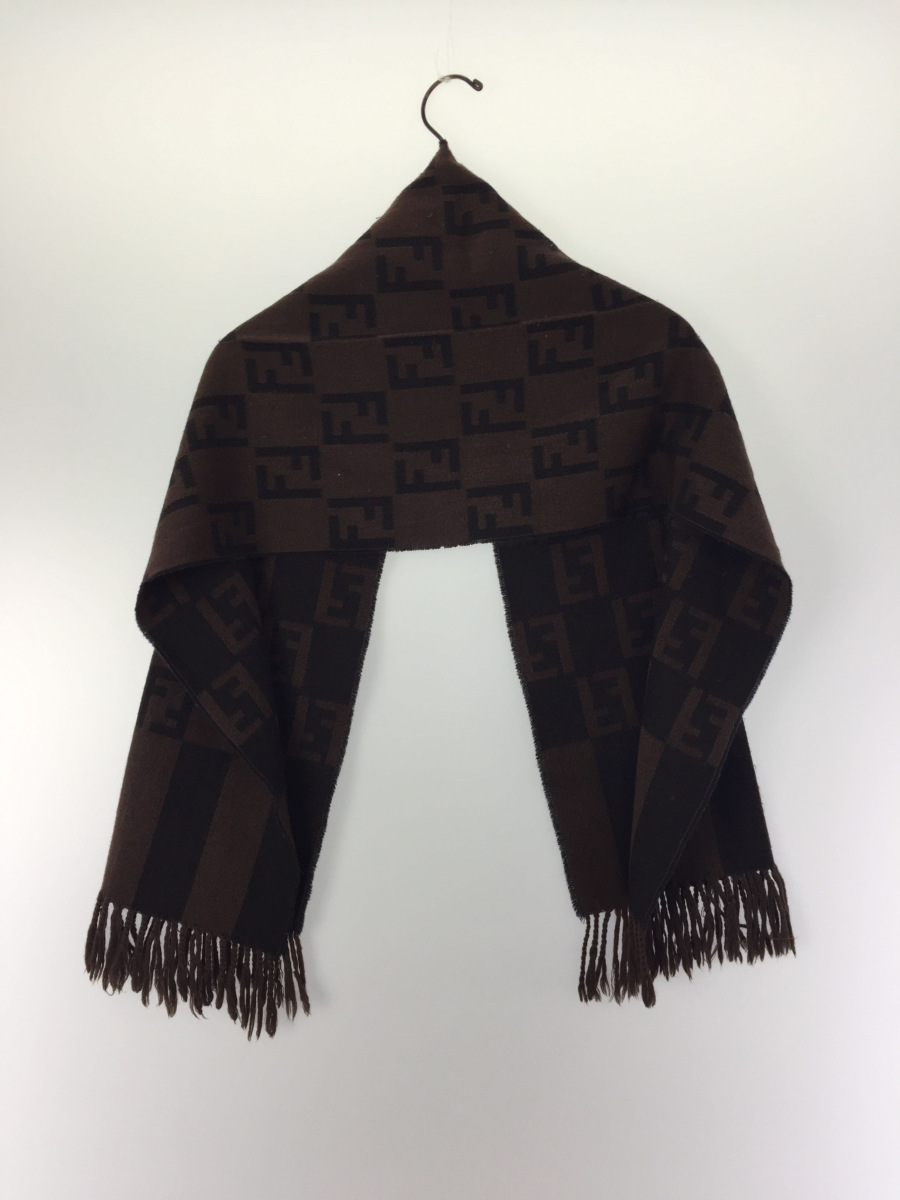 ◇ FENDI フェンディ イタリア製 ズッカ柄 マフラー ストール ブラウン