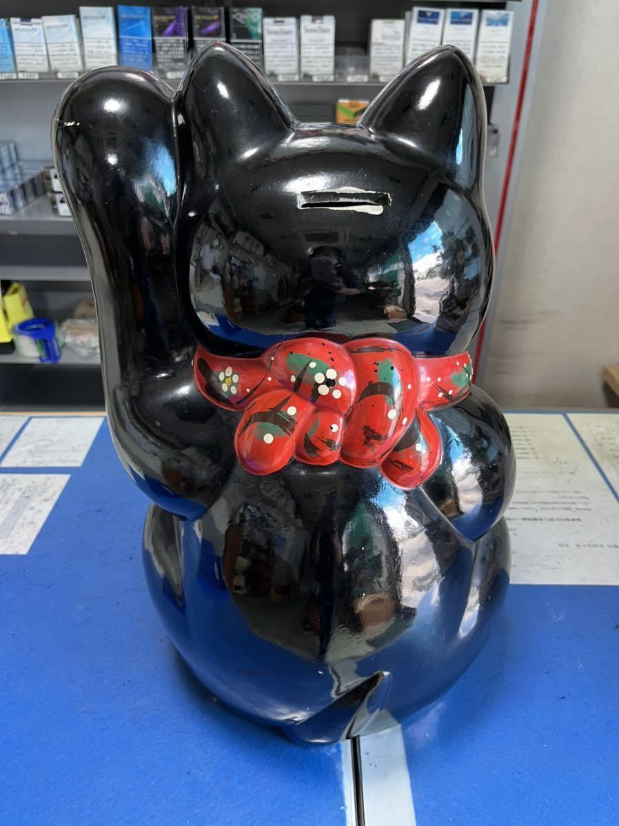 昭和レトロ 招き猫 貯金箱 置物 黒猫 - 商売繁盛 メルカリ 縁起物 陶器