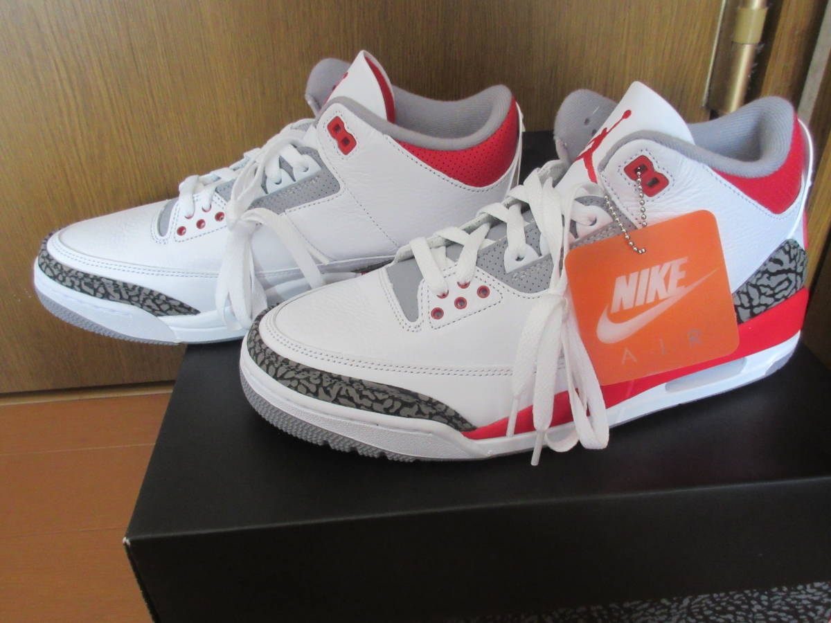 未着用 NIKE AIR JORDAN 3 RETRO OG Fire Red ナイキ エアジョーダン3 ファイヤーレッド(28.0cm