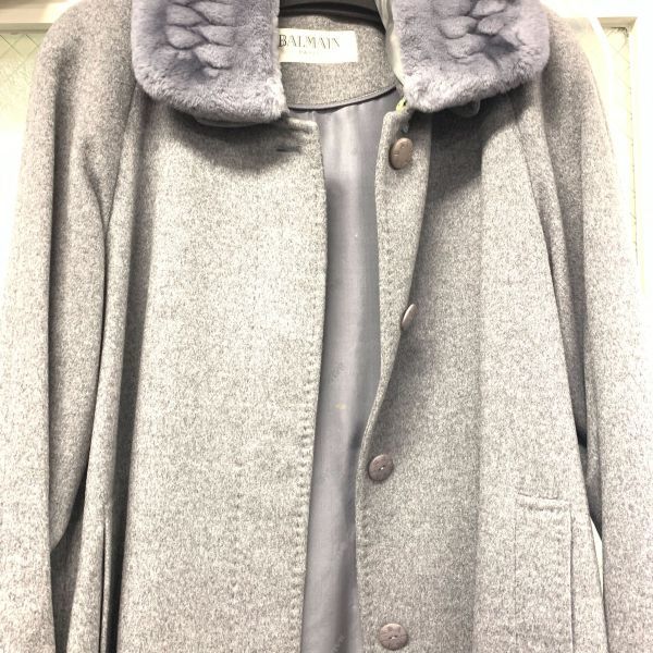  C BALMAIN PARIS バルマン カシミア ウール コート グレー 着丈117cm MMTS0927-16(女性用)｜売買されたオークション情報、yahooの商品情報をアーカイブ公開 - オークファン 女性用