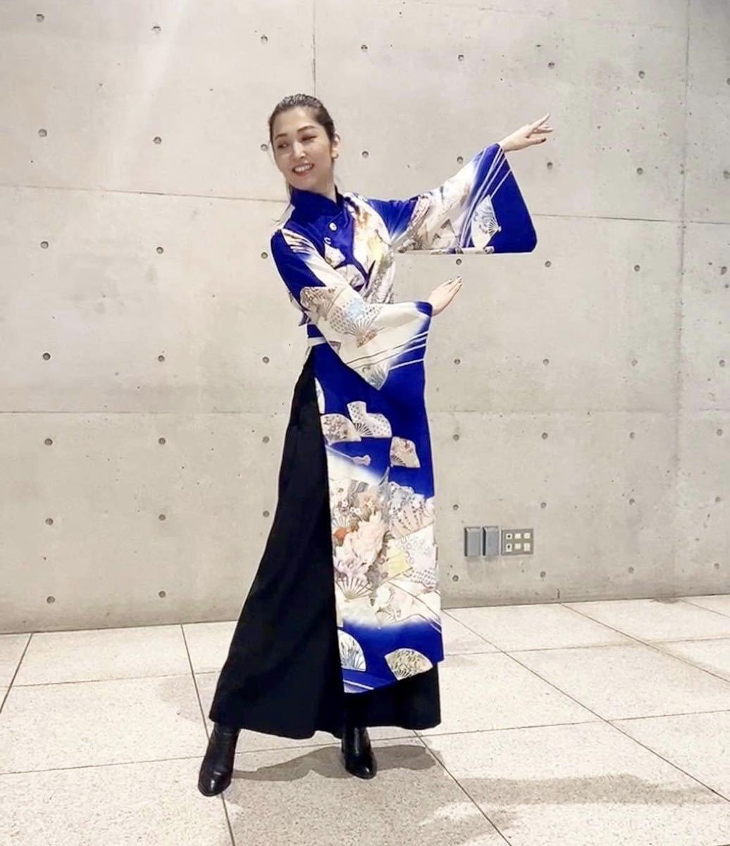 値下げ！着物リメイク小袖振り袖アオザイドレスパーティ披露宴舞台豪華  