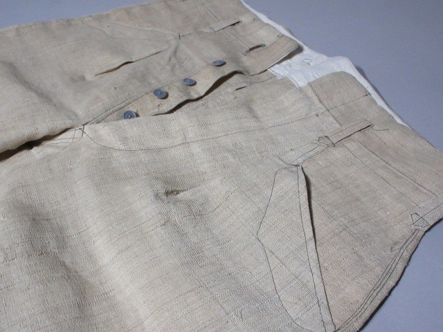 最安値，豊富な 【蓮華】古い本麻の乗馬ズボン 庭師 仕事着 古着物 古布 古裂 ビンテージ リメイク パッチワーク ハンドメイド