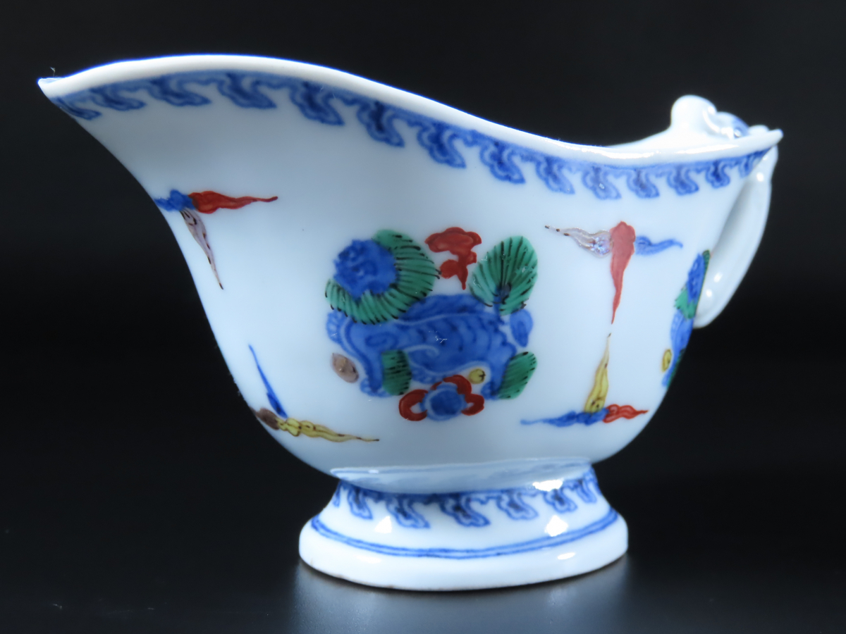 売りアウトレット 【晃】華中亭 道八 製 着彩獅子紋画 湯冷 茶器 煎茶