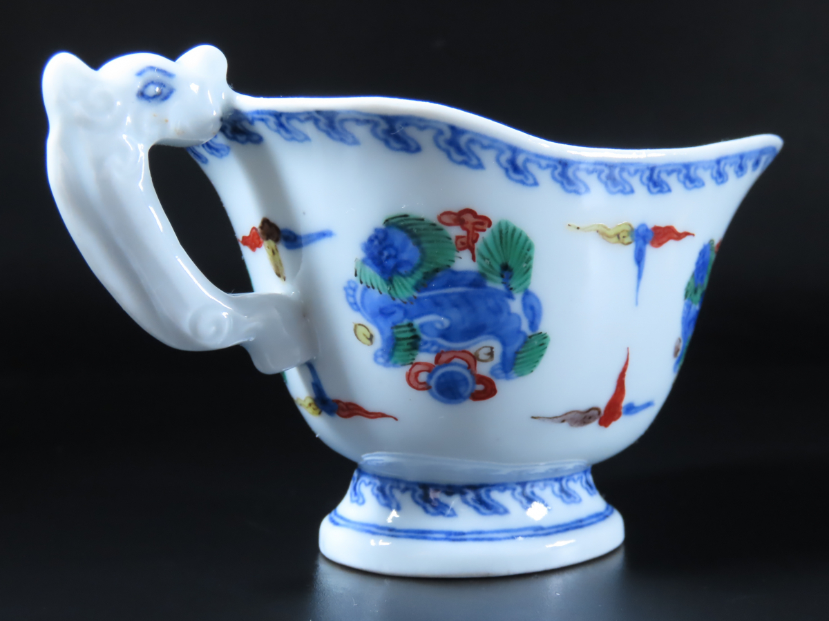 売りアウトレット 【晃】華中亭 道八 製 着彩獅子紋画 湯冷 茶器 煎茶