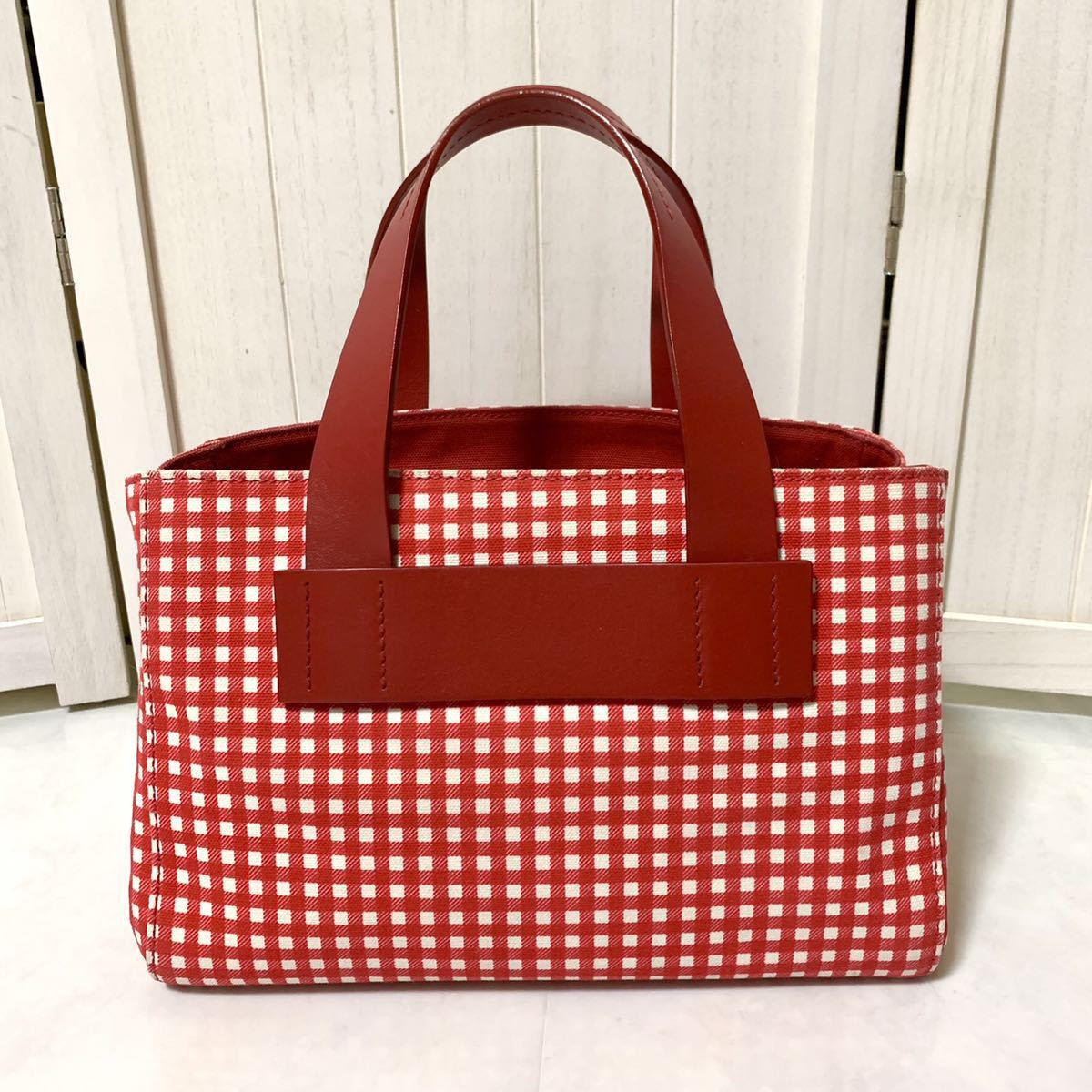 美品 miumiu ミュウミュウ カナパ ギンガムチェック 2way バッグ 