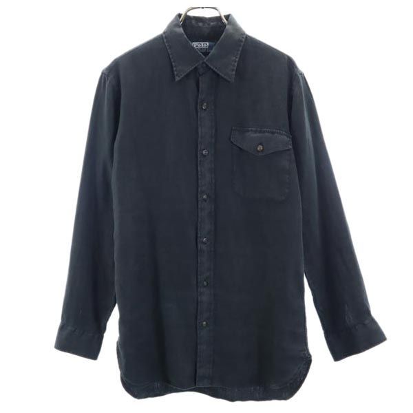 ポロラルフローレン リネン 長袖 シャツ S ブラック系 POLO RALPH 