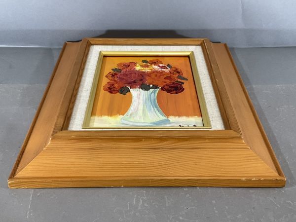 渡部ひでき　薔薇　油彩画　厚塗りの絵具　洋画 アンティーク 渡部ひでき 油彩画 タイトル/薔薇