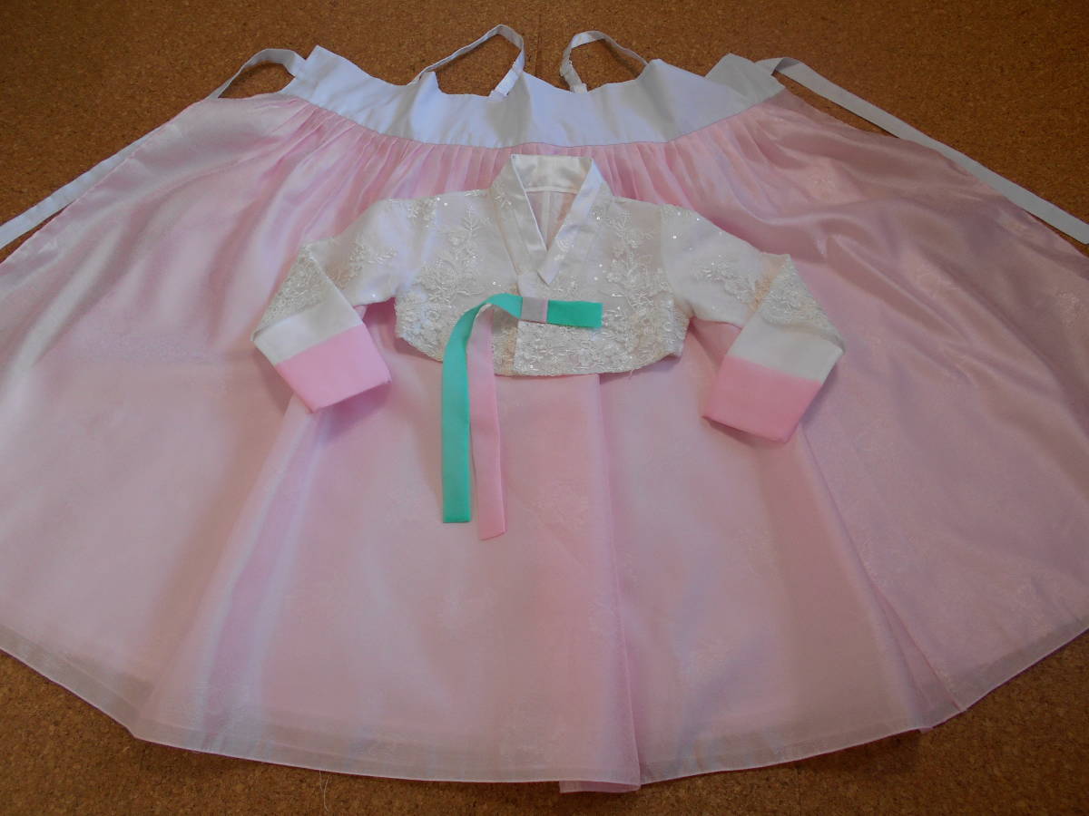 ☆韓服☆女児☆*バスト～72cm*身長115～122cm位迄☆薄ピンク×白  