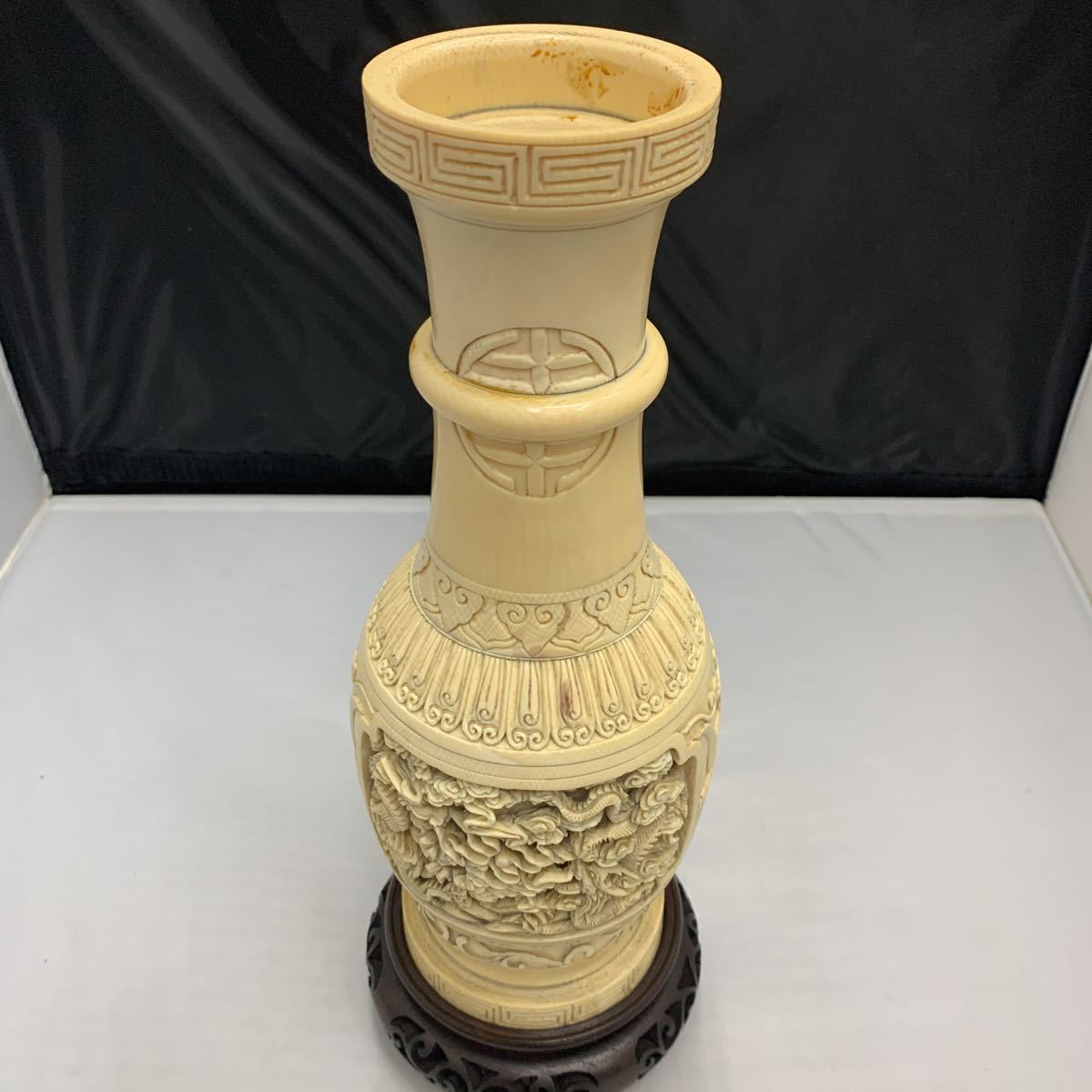 象牙風 中国美術 加工 壺 骨董 材料に 彫刻 象牙風素材3本 象牙