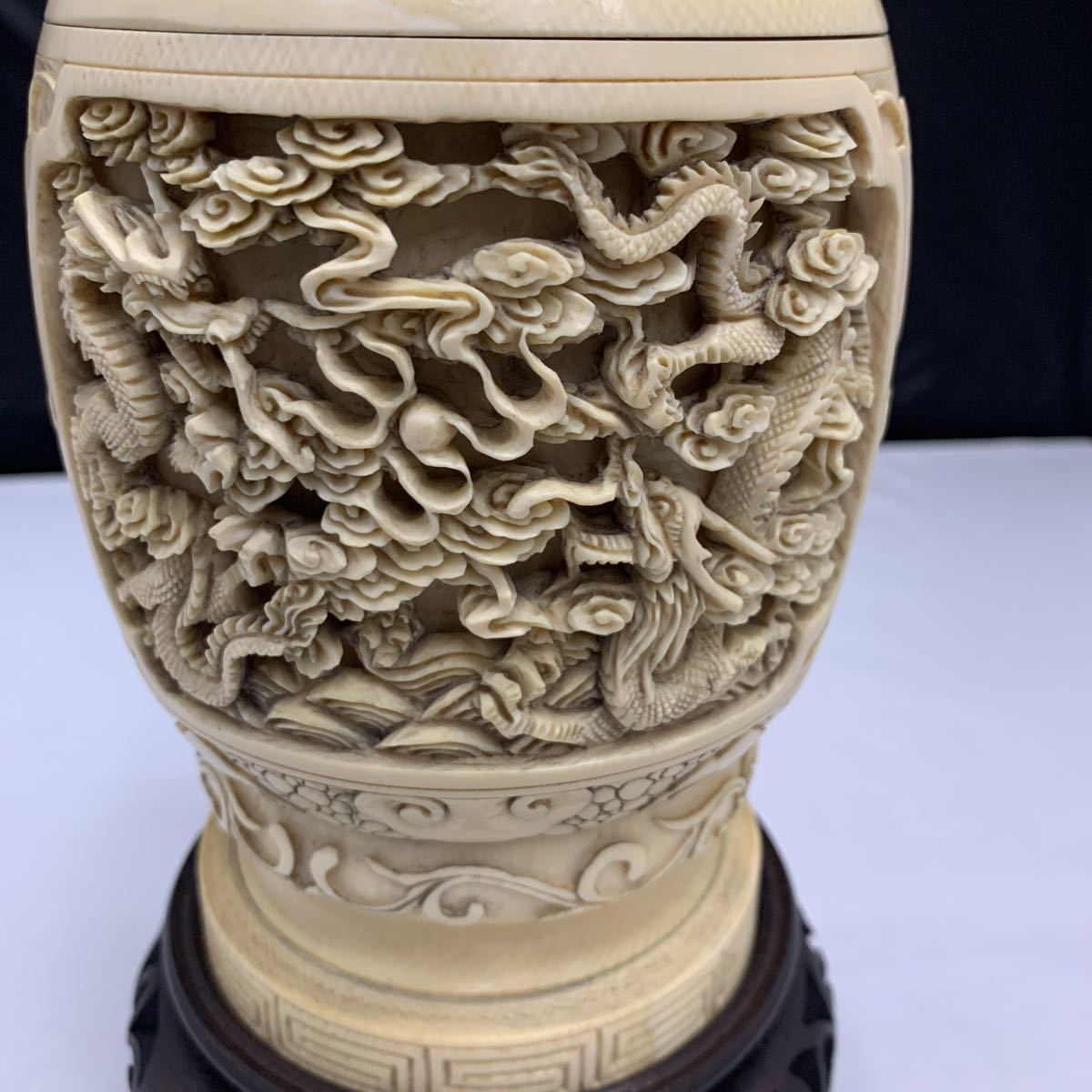 象牙風 中国美術 加工 壺 骨董 材料に 彫刻 象牙風素材3本 象牙