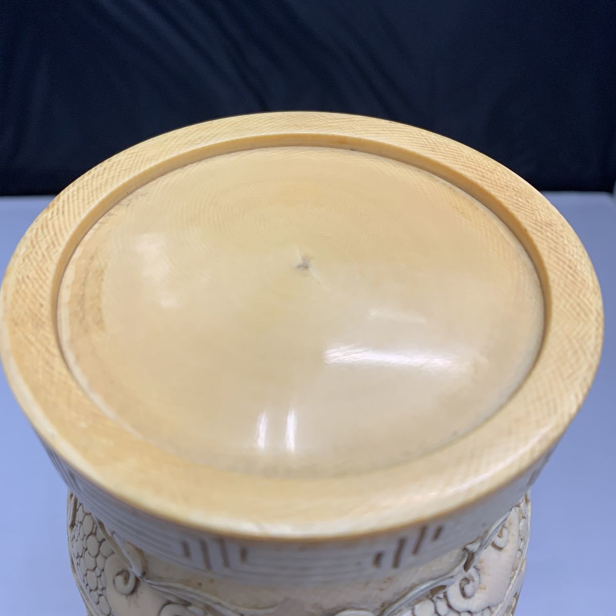 象牙風 中国美術 加工 壺 骨董 材料に 彫刻 象牙風素材3本 象牙