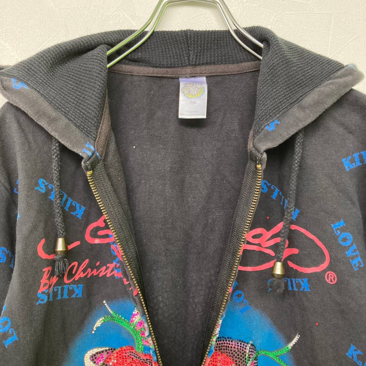 Ed Hardy/エド ハーディー パーカー ラインストーン付き ブラック 黒