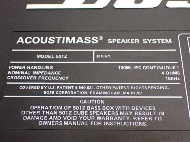 BOSE ボーズ スピーカーシステム ACOUSTIMASS 501Z BOSE 501Z-S