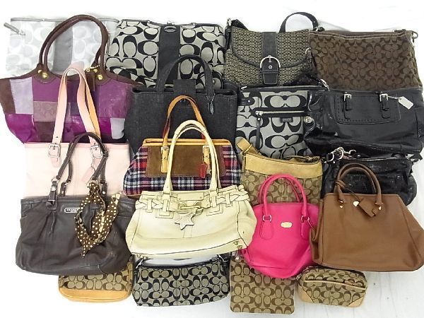 1円 COACH コーチ シグネチャー キャンバス レザー 等 トートバッグ ハンドバッグ ショルダーバッグ 20点セット まとめ売り BB0641クZ