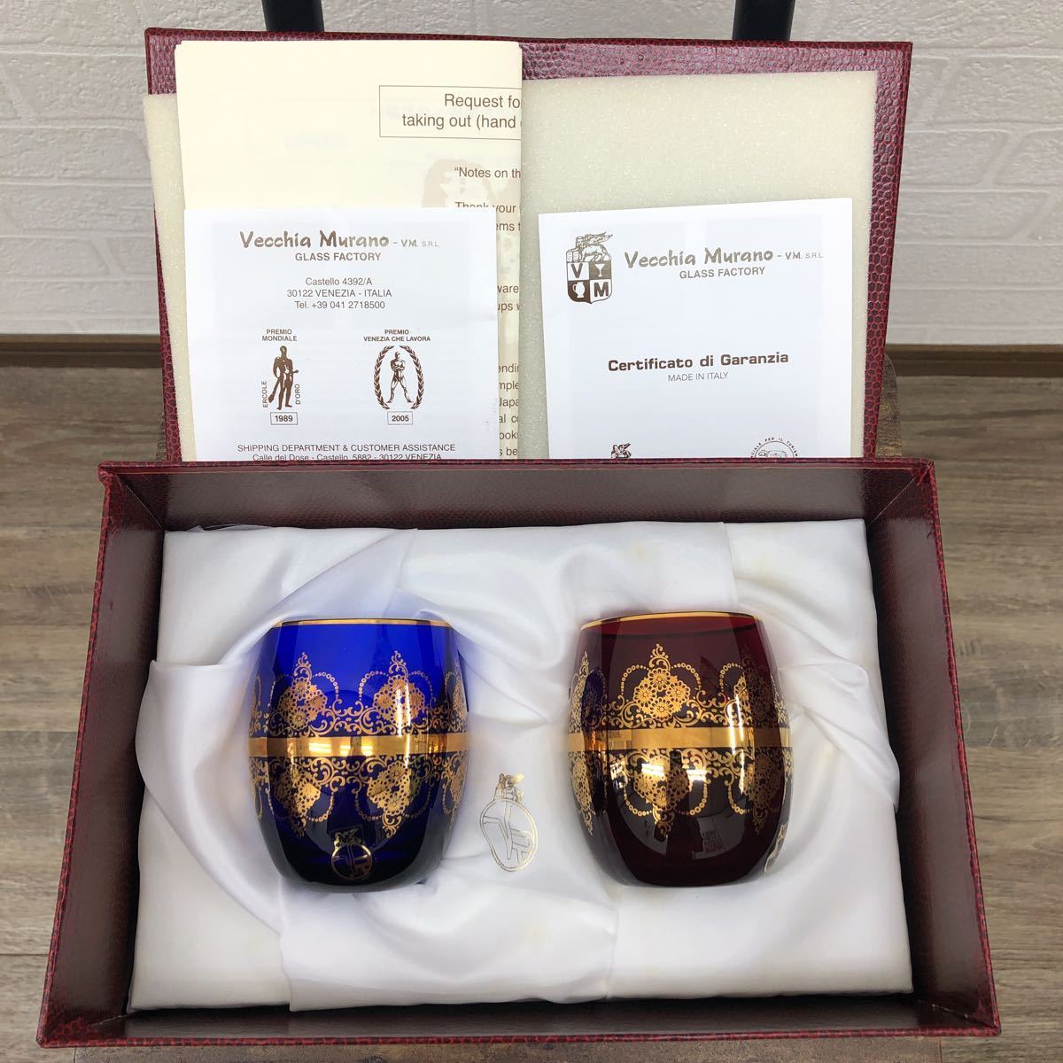 MURANO ムラーノベネチアングラス ワイングラス箱付 2客セット