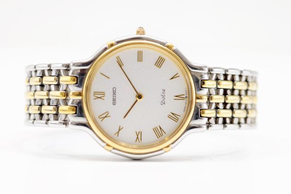 656 SEIKO Dolce 5E30-6A00 セイコー ドルチェ 白文字盤 コンビ 