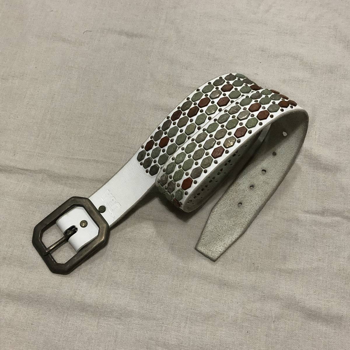 HTC DOA スタッズベルト36 DOA Leather Studs Belt USA製極上品DOA HTC ターコイズスタッズ高級