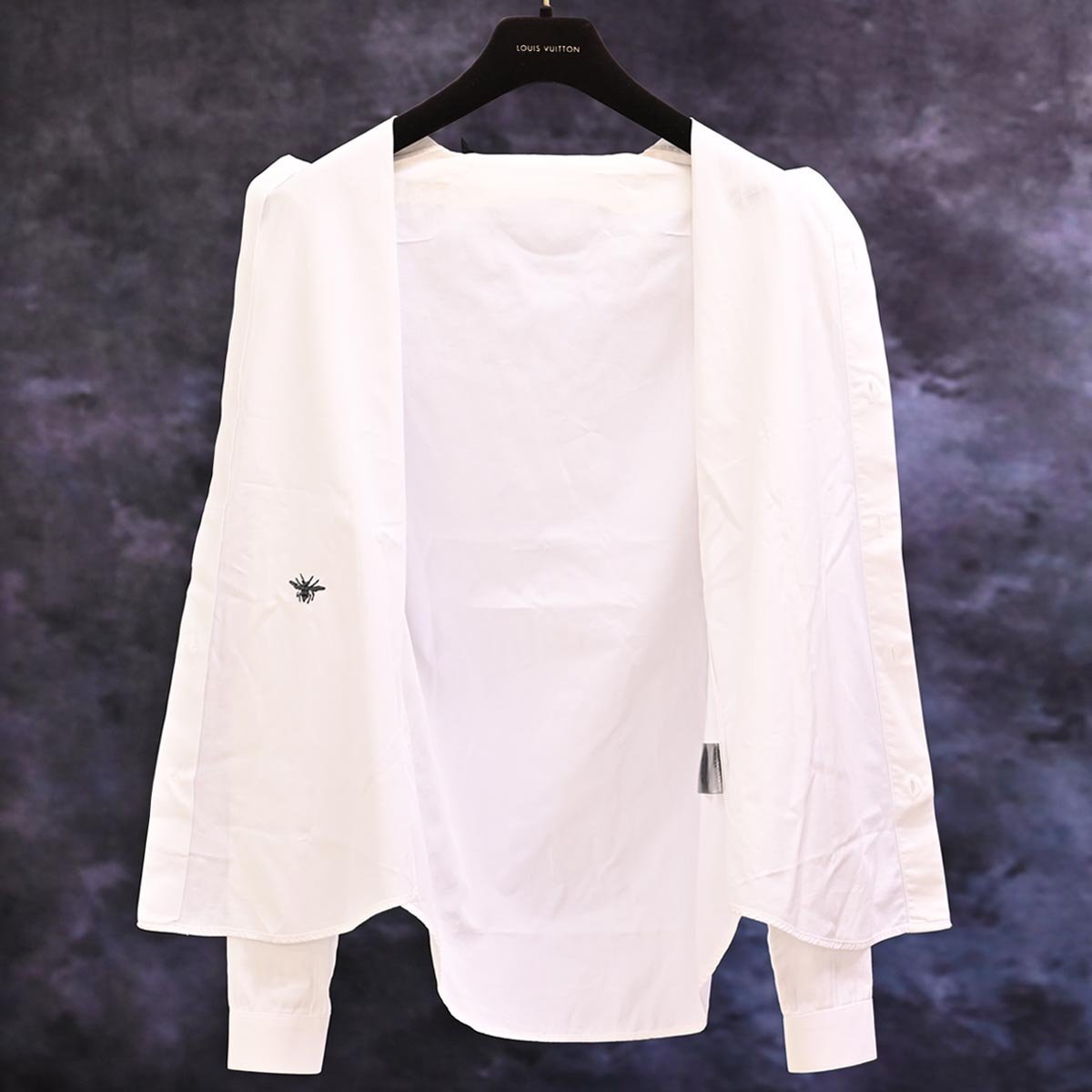 Dior Homme 08SS BEE刺繍 タイニーカラー長袖シャツ 本物 ディオールオム 絶盤 最高級イタリア製 タイニーカラー BEE刺繍